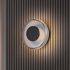 LED nástenné svietidlo Celeste, čierna/chróm, Ø 22 cm sklo stmievateľné, Chrómová / strieborná, Obývacia izba / jedáleň, Sklo, Moderný, Nástenné svietidlo