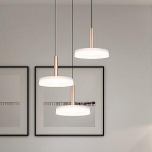 LED závesné svietidlo Celeste, biela/hnedá, Ø 35 cm 3-svetelné sklo dim