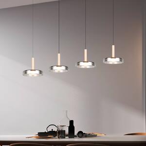 LED závesné svietidlo Celeste chróm/drevo 115 cm 4-osvetľovacie sklo