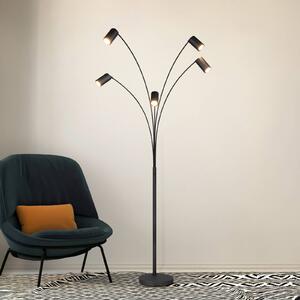 Stojacia lampa Marley, čierna, výška 200 cm, 5 svetiel, kov