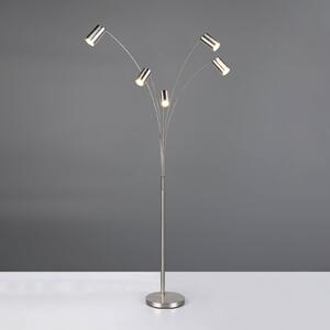 Stojacia lampa Marley, nikel, výška 200 cm, 5 svetiel, kov