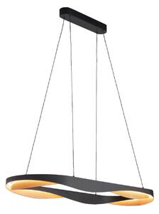 LED závesné svietidlo Ascoli, 100 x 36 cm čierna/zlatá, kov, tlmené