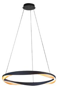 LED závesné svietidlo Ascoli, Ø 85 cm, čierna/zlatá, kov, tlmené