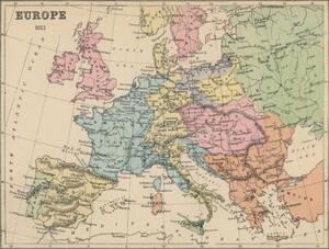 Mapa Old chromolithograph map of Europe in 1812, mikroman6