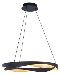 LED závesné svietidlo Ascoli, Ø 64 cm, čierna/zlatá, kov, tlmené