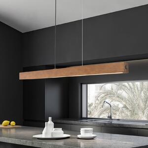 Drevené závesné svietidlo LED Teo, orech, 126 cm, dotykový stmievač