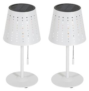 Sada 2 stolových lamp bielych vrátane LED 3-stupňového stmievača nabíjateľných a slnečných - Ferre
