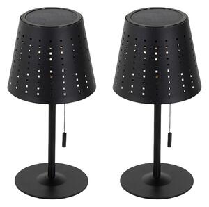 Sada 2 stolných lamp čiernych vrátane LED 3-stupňového stmievača dobíjateľnej a solárnej - Ferre