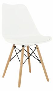 Moderná stolička biela s bukovými nohami