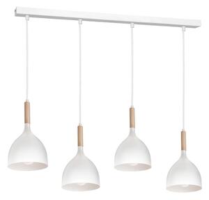 Luster na lanku NOAK WOOD 4xE27/15W/230V biela/buk