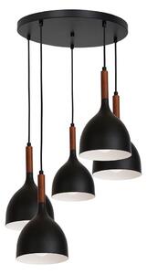 Luster na lanku NOAK WOOD 5xE27/15W/230V čierna/buk