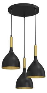 Luster na lanku NOAK 3xE27/15W/230V čierna/zlatá
