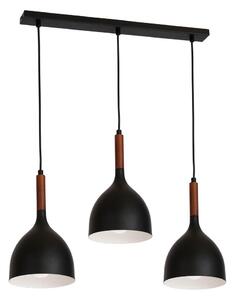 Luster na lanku NOAK WOOD 3xE27/15W/230V čierna/buk