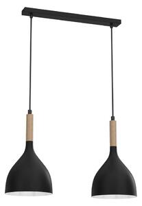 Luster na lanku NOAK WOOD 2xE27/15W/230V čierna/buk