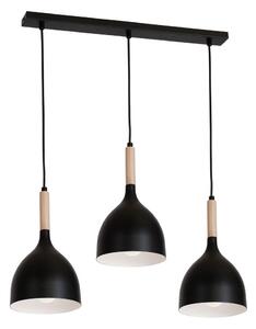 Luster na lanku NOAK WOOD 3xE27/15W/230V čierna/buk