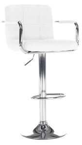 Moderná barová stolička s podrúčkami biela ekokoža (k233885)
