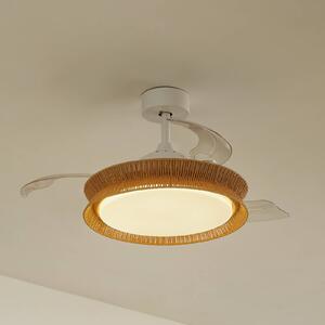 Lucande LED ventilátor Lineta, biely, lano, Ø 103 cm, tichý
