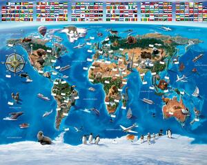 Walltastic 3D tapeta na stenu Mapa sveta - 244x305cm Rozmer: 244cm x 305cm
