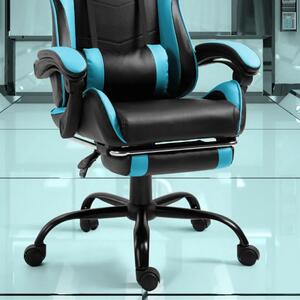 Jedinečné kancelárske/herné kreslo s podnožou, čierna a modrá (k266175)