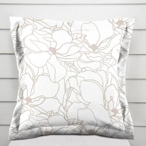 Biante Bavlnená obliečka na vankúš s lemom Sandra SA-268 Béžové designové kvety na bielom 30 x 50 cm
