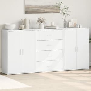 Komody 3 ks biele 60x31x84 cm kompozitné drevo