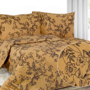 Goldea bavlnené posteľné obliečky - vzor 932 čierne kvety na tmavo oranžovom 140 x 200 a 70 x 90 cm