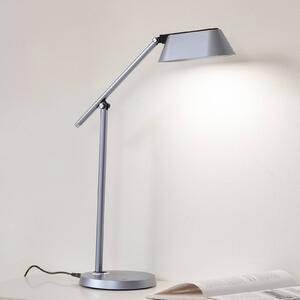 Stolná LED lampa Lindby Thies, sivá, ABS, výška 78 cm, stmievateľná