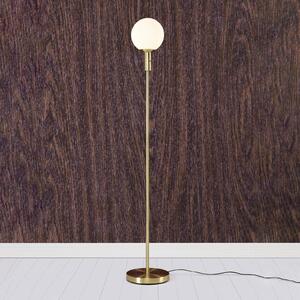 Stojacia lampa Minna, mosadzná farba, sklo, železo, výška 145 cm