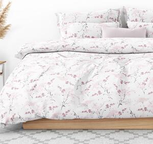 Goldea flanelové posteľné obliečky - vzor 934 japonské kvety na bielom 140 x 200 a 70 x 90 cm
