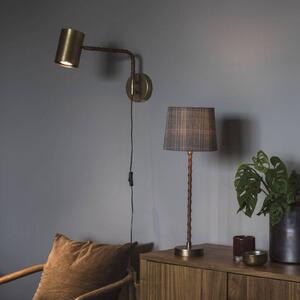 PR Home nástenné svietidlo Nora, kov, starožitná mosadz, hĺbka 38 cm