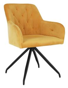 Moderná a pohodlná otočná stolička, horčicová Velvet látka (k282997)