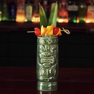 Bar@drinkstuff Keramický zelený Tiki pohár 10.5oz / 300ml DS35711