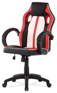 Študentská kancelárska stolička s červenými doplnkami (a-Z505 čierno-bielo-červená)