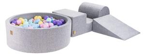 Sivé zamatové penové ihrisko 4 ks výška 30 cm 225x90 cm Montessori – Meowbaby