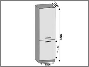 Vysoká kuchynská skrinka Belini pre vstavanú chladničku 60 cm šedý mat TOR SSL60/1/WT/SR/0/ B1