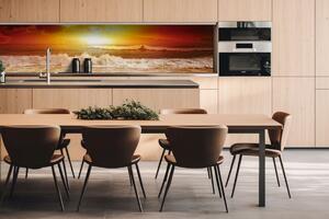 DIMEX | Dibond doska za kuchynskú linku | DBW-26060-204 Vlny v západe slnka | 260 x 60 cm