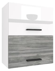 Kuchynská skrinka Belini horná 60 cm biely lesk / šedý antracit Glamour Wood INF SGP2-60/1/WT/WGW1/0/B1
