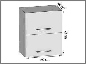 Kuchynská skrinka Belini horná 60 cm šedý lesk / biely mat INF SGP2-60/1/WT/SWT/0/B1