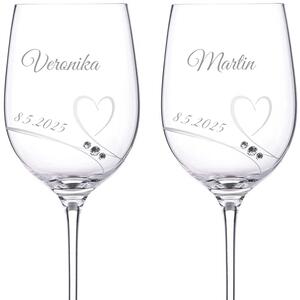 Dekorant Svadobné poháre na biele víno Romance s kamienkami Swarovski 330ml 2KS