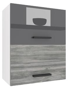 Kuchynská skrinka Belini horná 60 cm šedý lesk / šedý antracit Glamour Wood INF SGP2-60/1/WT/SGW1/0/B1