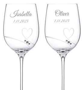 Dekorant Svadobné poháre na biele víno Romance simple s kamienkami Swarovski 330ml 2KS