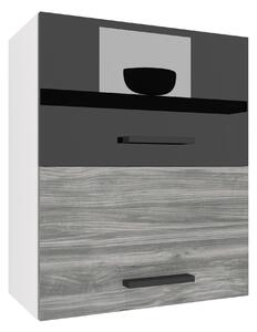 Kuchynská skrinka Belini horná 60 cm čierny lesk / šedý antracit Glamour Wood INF SGP2-60/1/WT/BGW1/0/B1