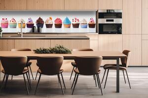 DIMEX | Dibond doska za kuchynskú linku | DBW-26060-232 Cupcaky | 260 x 60 cm