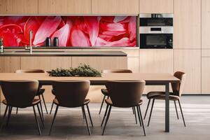 DIMEX | Dibond doska za kuchynskú linku | DBW-26060-056 Červené okvetné lístky | 260 x 60 cm