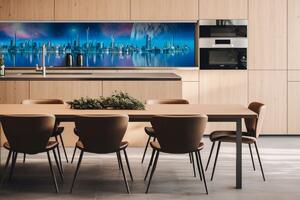 DIMEX | Dibond doska za kuchynskú linku | DBW-26060-036 Mesto budúcnosti | 260 x 60 cm