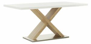 Jedálenský stôl, biela s vysokým leskom HG-dub sonoma (k242915)