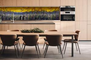 DIMEX | Dibond doska za kuchynskú linku | DBW-26060-210 Denimová maľba lúčnej trávy | 260 x 60 cm
