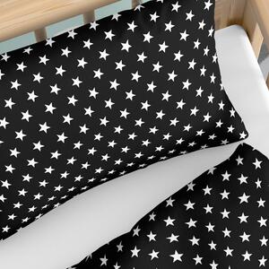 Goldea bavlnené obliečky do detské postieľky - vzor 541 biele hviezdičky na čiernom 90 x 120 a 40 x 60 cm