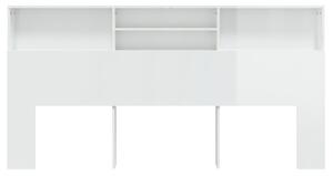 Čelo postele so skrinkou lesklé biele 200x19x103,5 cm