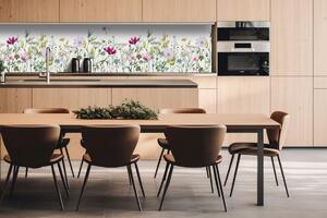DIMEX | Dibond doska za kuchynskú linku | DBW-26060-144 Kvetinový vzor | 260 x 60 cm